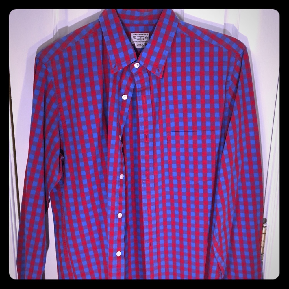 Blue and red check J.Crew button down